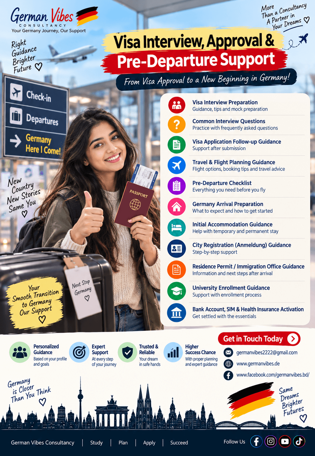 German Vibes Consultancy ? Visa Interview, Approval & Pre-Departure Support service poster
